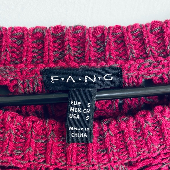 FANG Women’s Small Open Cable Knit Acrylic Vibrant Pink Sweater - Picture 2 of 7